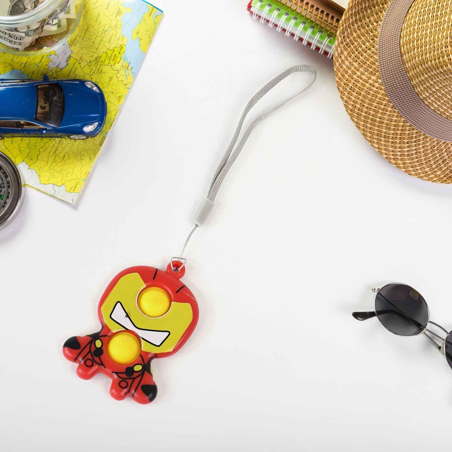 Creative Cartoon Style Mini Push Pop Bubble Keychain (1 Pc)