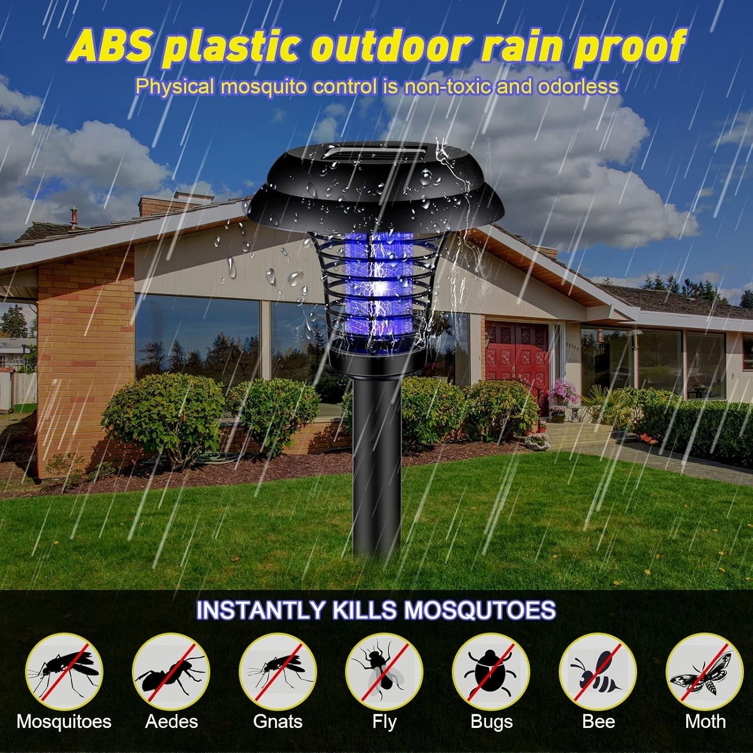 Medium Garden Solar Powered LED Mosquito Trap / Bug Zapper (1 Pc) Variety Bazaar