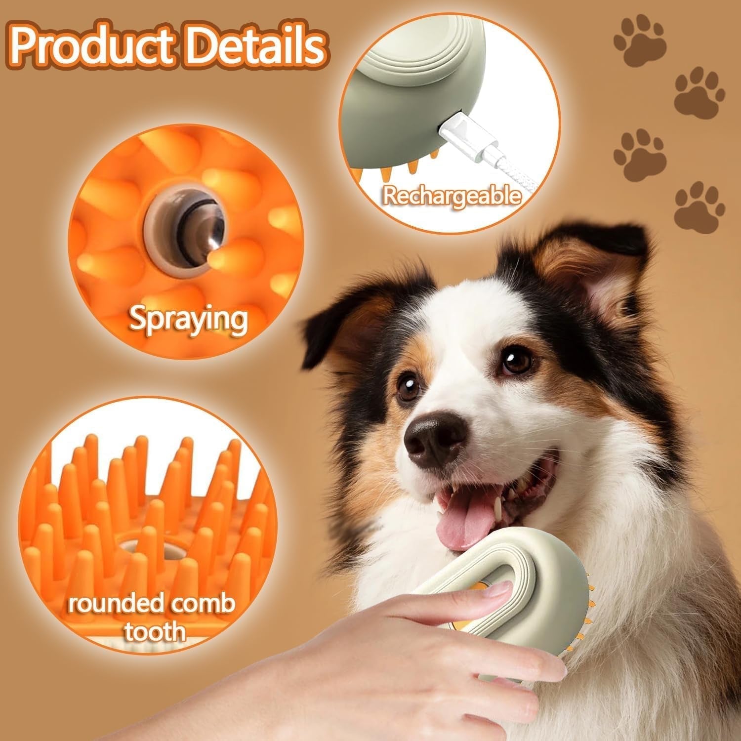 Electric Spray Handle Massage Brush, Hair Removal Brush Steam (1 Pc) Variety Bazaar