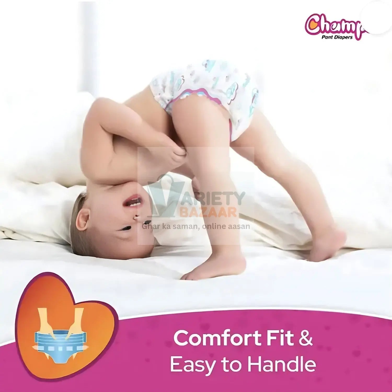 0969 Baby Diaper High Absorbent Pant Diapers,  Champs Soft and Dry Baby Diaper Pants Xl  10 Pcs (Extra Large , XL10 Pieces) Travel Sahayak