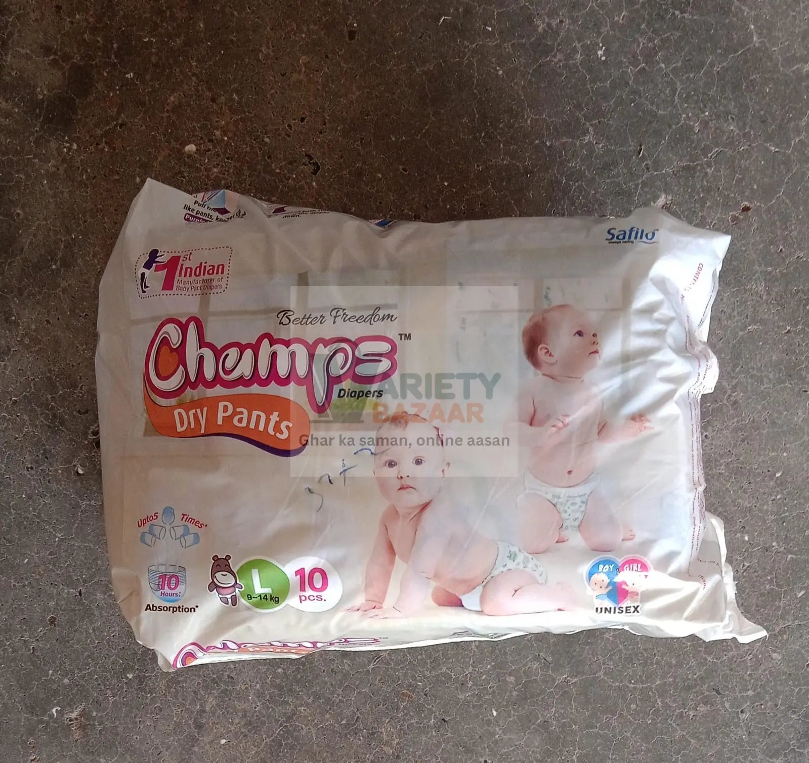 0974 Large Champs Dry Pants Style Diaper - Large (10 pcs) Best for Travel  Absorption, Champs Baby Diapers, Champs Soft and Dry Baby Diaper Pants (L,10 Pcs ) Travel Sahayak