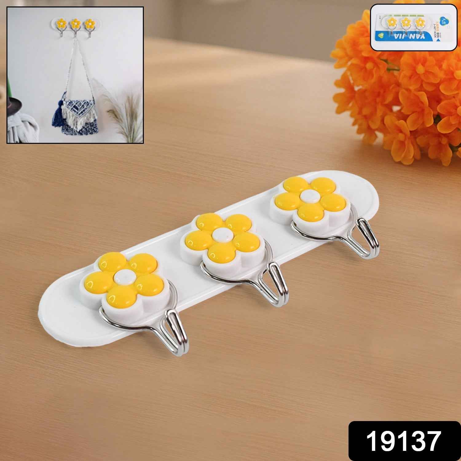 Multipurpose Strong & Hook Self-Adhesive hooks for wall Heavy Plastic Hook  (1 Pc)