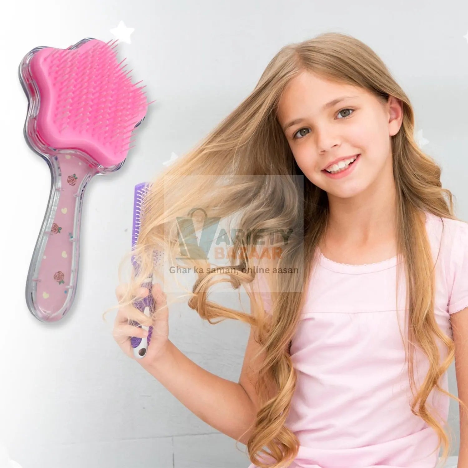 12572 Cartoon Hair Brush Massage Shower Comb Blur Wet Salon Hair Brushes Hair Styling Tools, Glitter Comb, Soft & Smooth Brush, Mermaid Brush For Kids Return Gifts For Kids (1 Pc ) Travel Sahayak