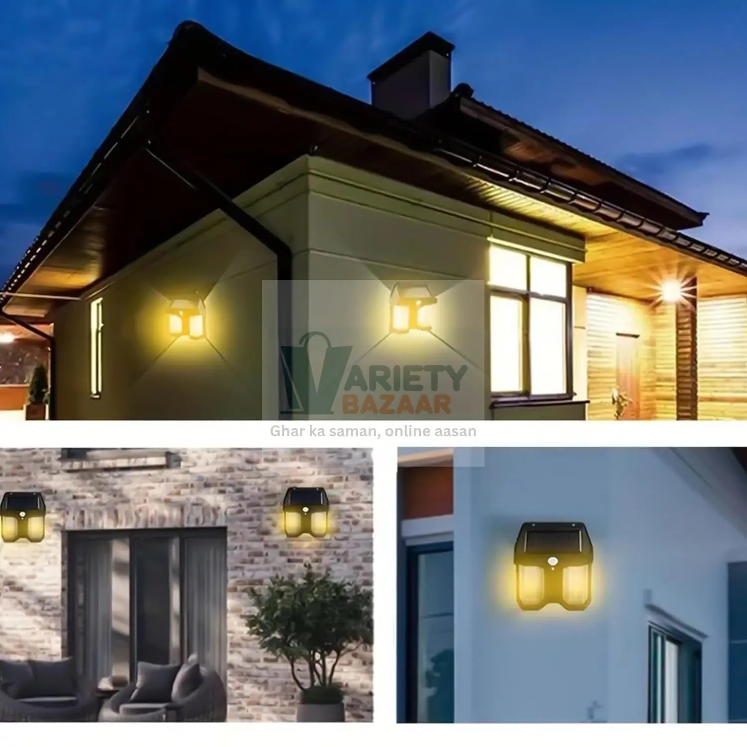 12585 Outdoor Solar Wall Lamp Outdoor Waterproof High Quality Lamp Induction Garden Lamp Garden Villa Night Lamp Double Lamp Light (1 Pc) Travel Sahayak