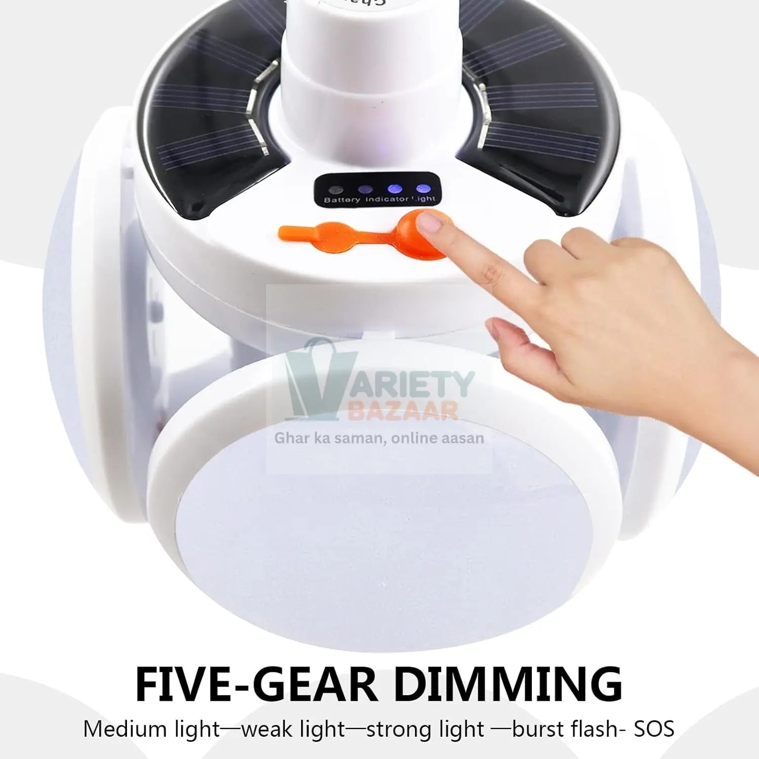 12590 Solar Multi-Functional Emergency LED Light Bulb with USB Charging, LED camping lamp, camping lamp, USB rechargeable, 5 brightness light modes, foldable camping light, SOS IP65 waterproof camping light, blackout emergency equipment, camping gadgets Travel Sahayak