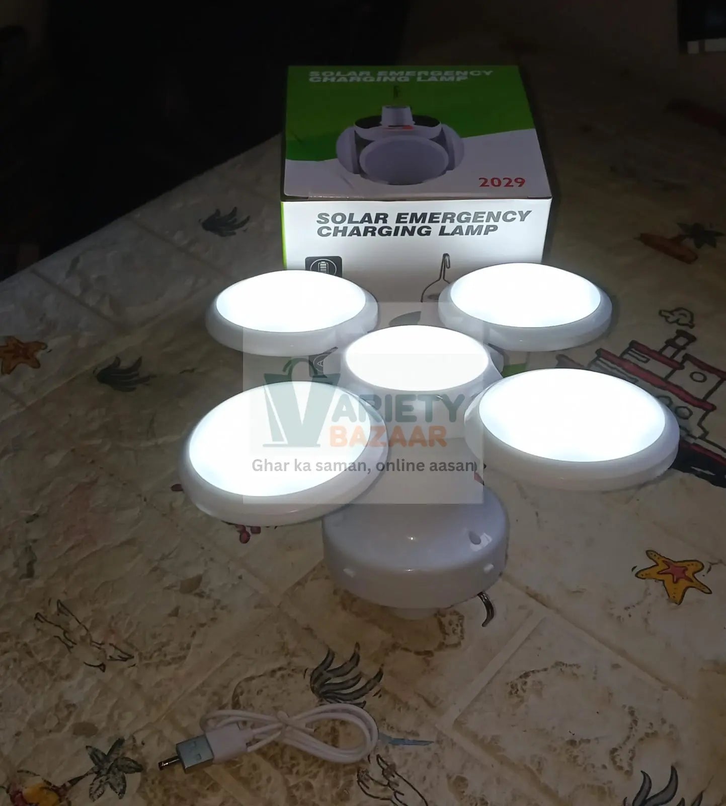 12590 Solar Multi-Functional Emergency LED Light Bulb with USB Charging, LED camping lamp, camping lamp, USB rechargeable, 5 brightness light modes, foldable camping light, SOS IP65 waterproof camping light, blackout emergency equipment, camping gadgets Travel Sahayak