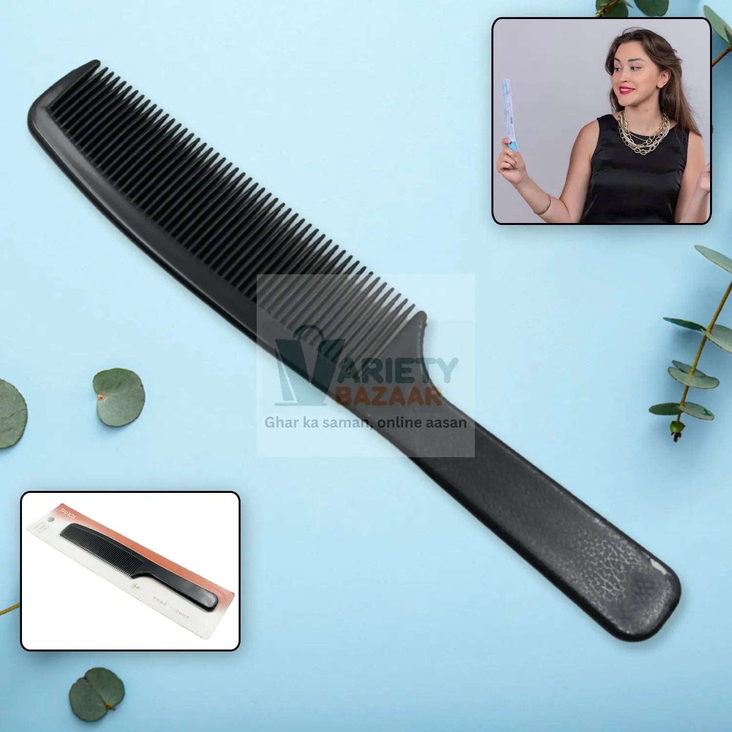 12635 Barber Comb, Lightweight Plastic Comfortable Hair Comb Durable for Bathroom for Salon, Hair Comb Beauty Tool Use For Men & Women (1 Pc) Travel Sahayak