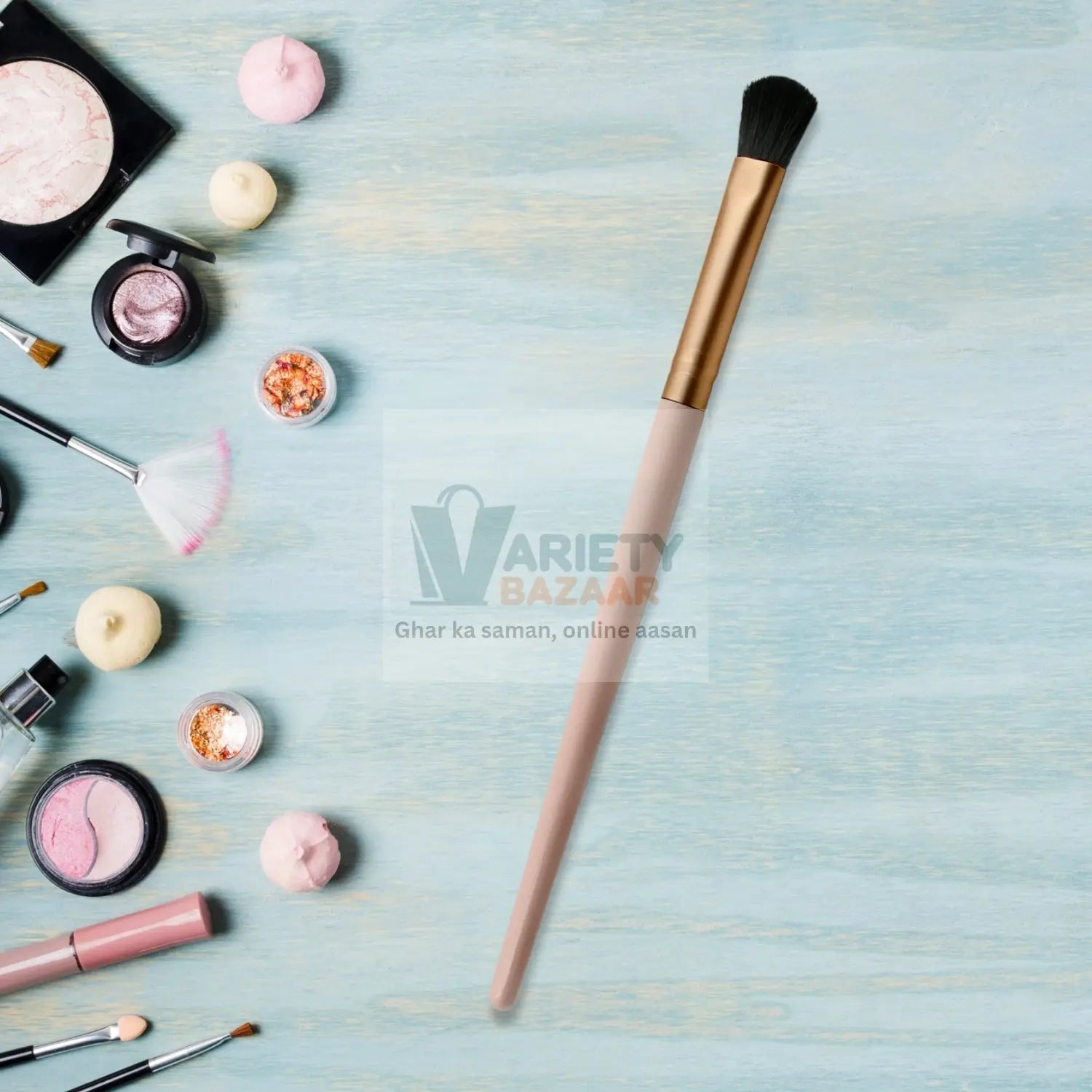 12650 Beauty Face Brushes, Synthetic Bristle Professional Face And Eye Makeup Brushes, Eyeshadow Eyeliner Eyebrow, For Cream, Liquid And Powder Formulation (2 Pc) Travel Sahayak
