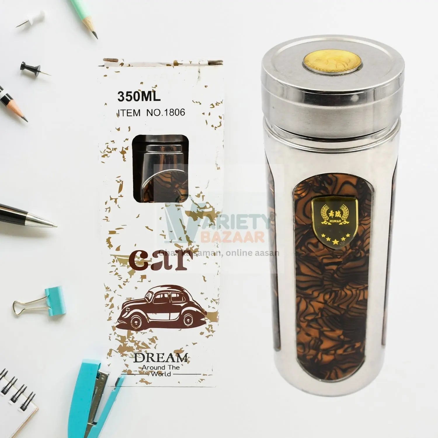 12750 Stainless Steel Water Bottle, Leak Proof, Rust Proof, Hot & Cold Drinks, Gym Sipper BPA Free Food Grade Quality, Steel fridge Bottle For office / Gym / School (350 Ml) Travel Sahayak