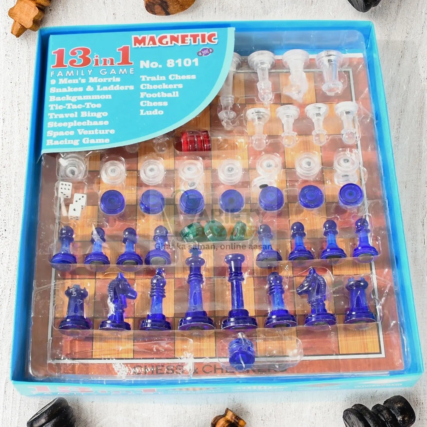 13 in 1 Family Board Game Chess, Snakes & Ladders, Ludo, Tic-Tac-Toe, Checkers, Travel Bingo, Football, Space Venture, Steeplechase Set for Kids Variety Bazaar