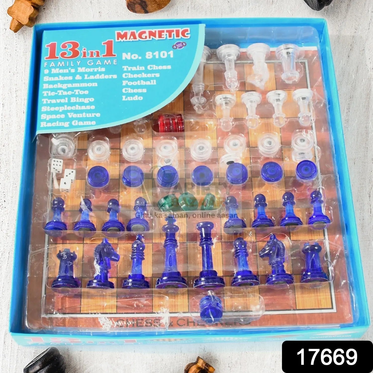 13 in 1 Family Board Game Chess, Snakes & Ladders, Ludo, Tic-Tac-Toe, Checkers, Travel Bingo, Football, Space Venture, Steeplechase Set for Kids Variety Bazaar