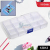 15-Grid Clear Plastic Jewelry Organizer Box with Dividers (1 Pc) Variety Bazaar
