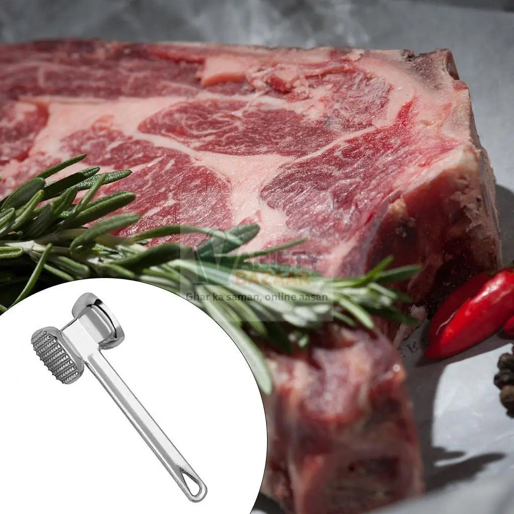1595 Double Side Beaf Steak Mallet Meat Hammer Tool Aluminium High Quality Tool For Home & Restaurant Use Travel Sahayak