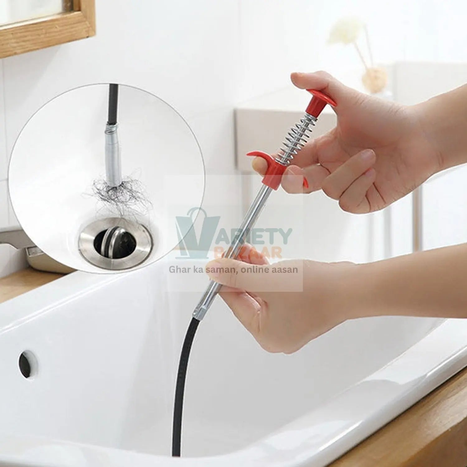 1622 Multifunctional Cleaning Claw Pilpe Cleaner Drainage Block Remover Drain Spring Pipe Dredging Tool, Drain Cleaning Tool for Hair Drain Drain Cleaner Sticks drain pipe clearer ( 90 Cm) Travel Sahayak