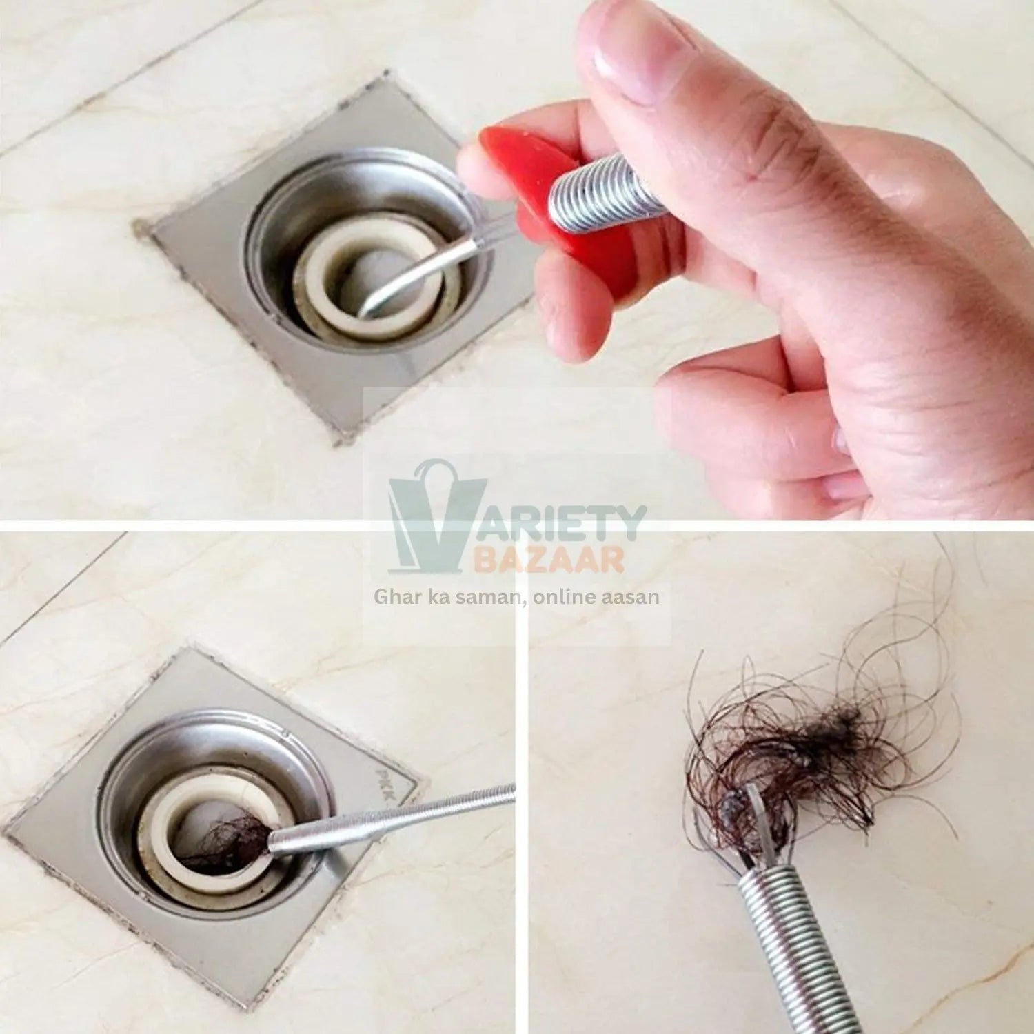 1622 Multifunctional Cleaning Claw Pilpe Cleaner Drainage Block Remover Drain Spring Pipe Dredging Tool, Drain Cleaning Tool for Hair Drain Drain Cleaner Sticks drain pipe clearer ( 90 Cm) Travel Sahayak