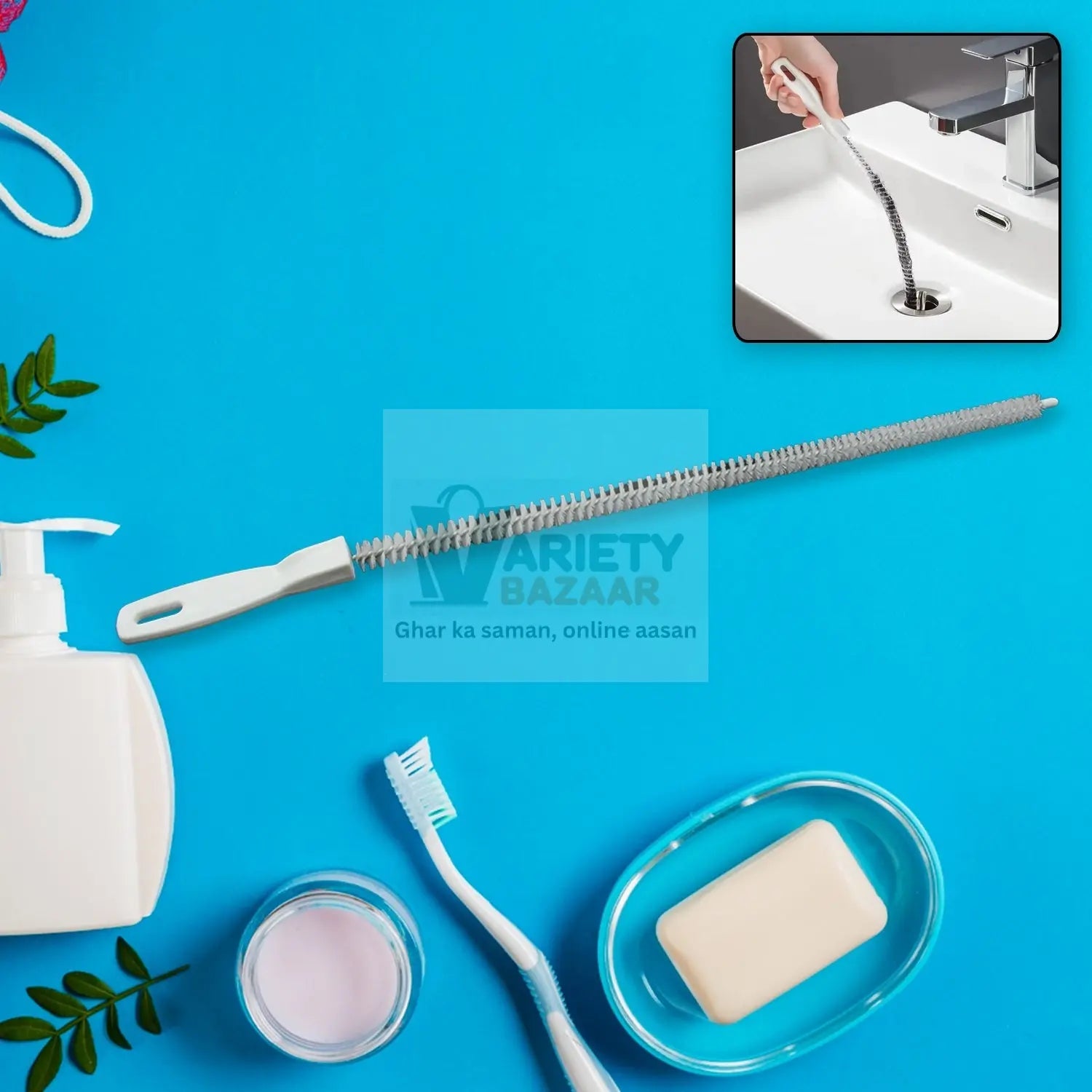 1630 Sewer Dredging Tool, Sink Drain Overflow Cleaning Brush, Household Sewer Hair Catcher, Reusable Drain Cleaner Hair Clog Remover with Easy Operation for Sewer/Kitchen/Showers (1 Pc 47 Cm) Travel Sahayak