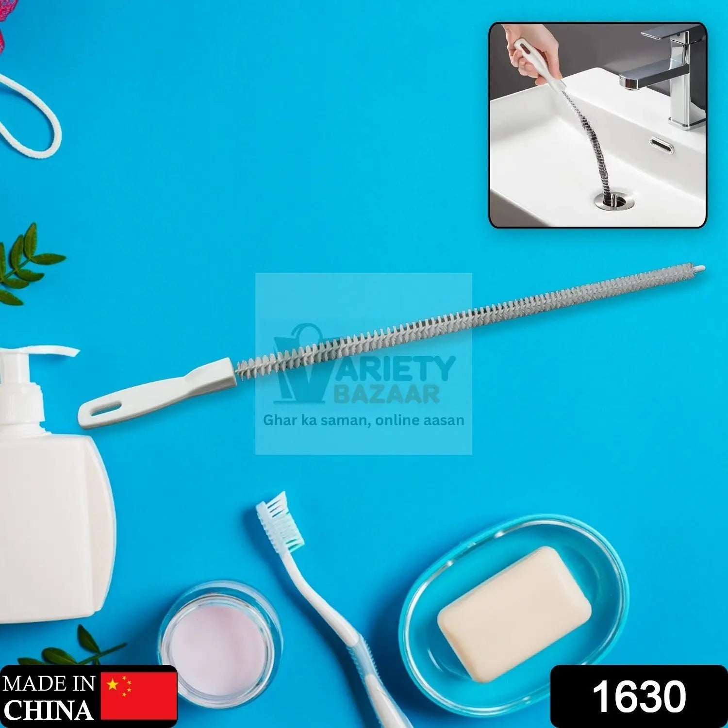 1630 Sewer Dredging Tool, Sink Drain Overflow Cleaning Brush, Household Sewer Hair Catcher, Reusable Drain Cleaner Hair Clog Remover with Easy Operation for Sewer/Kitchen/Showers (1 Pc 47 Cm) Travel Sahayak