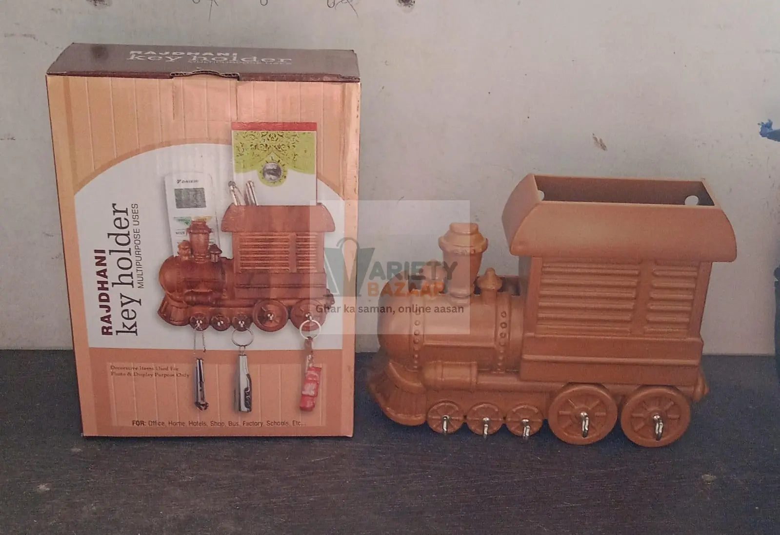 1653 Plastic Train Engine Design Plastic Key Holder | Mount Decorative Keys Organizer Key Holder, Key Stand Key Holder for Home & Office | Antique Key Holder (1 Pc) Travel Sahayak
