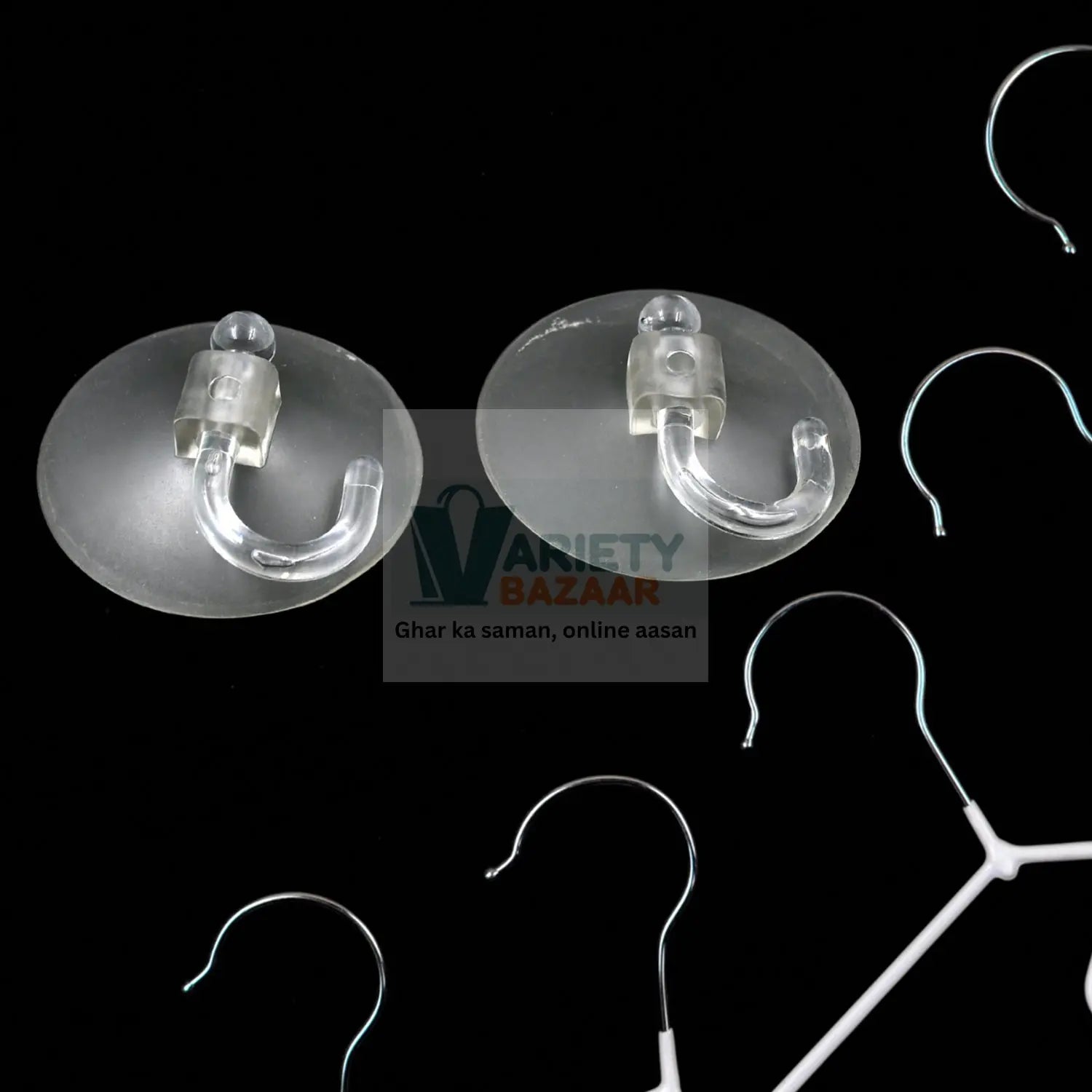 17571 Transparent Rubber Vacuum Sucker Hooks Hanger Strong Suction Cup Bathroom Kitchen Window Wall Accessories (2 Pcs Set) Travel Sahayak