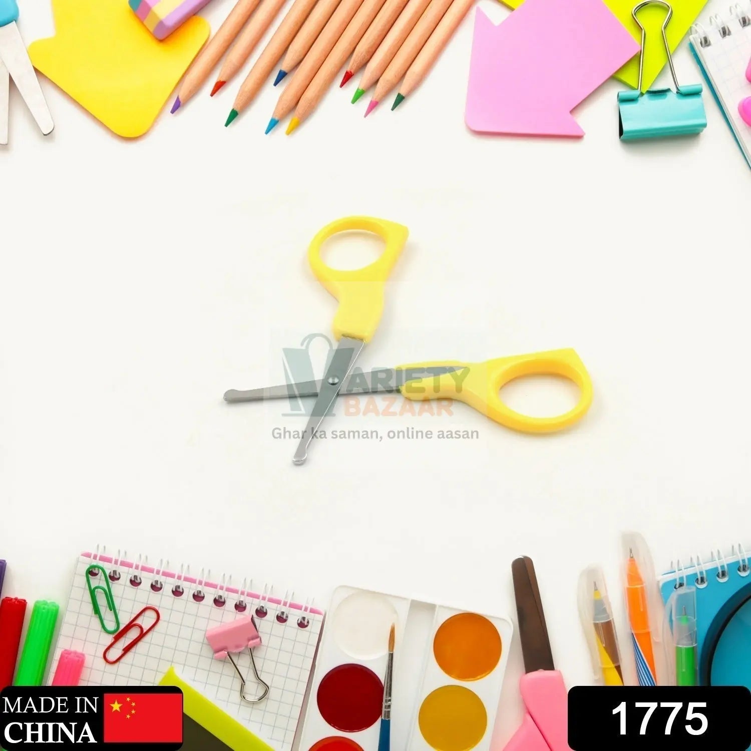 1775  Small Students Plastic Hand Tools Handle Paper Cutter Card Making Scrapbook Craft Scissors, Craft Shears Sharp Scissors, Stainless Steel Blade Scissors (1 Pc) Travel Sahayak