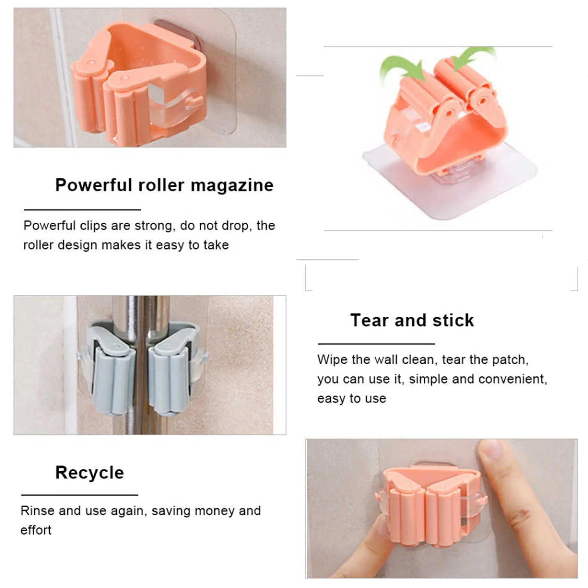 2177 Magic Sticker Series Self Adhesive Mop and Broom Holder - varietybazaar.co.in