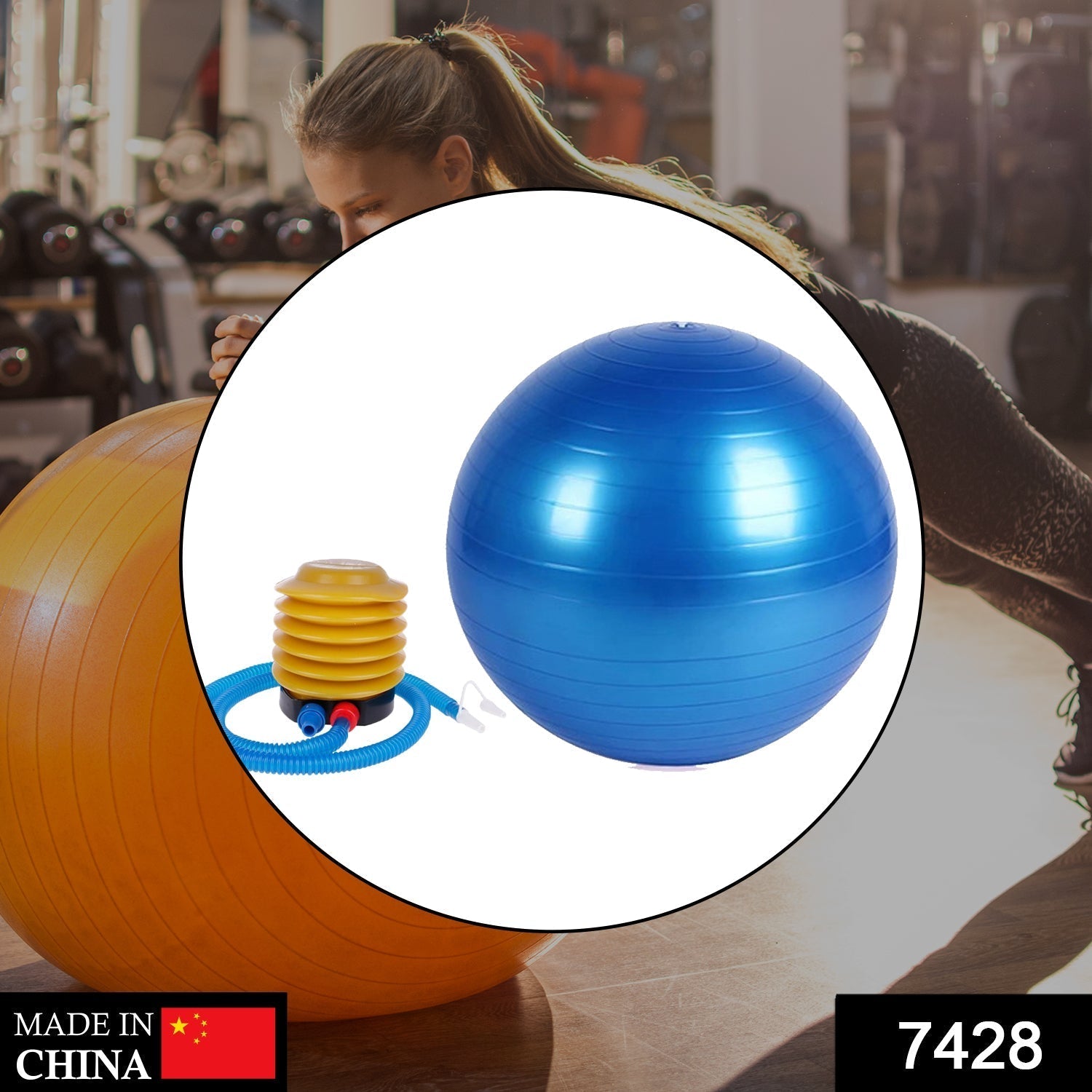 Heavy Duty Gym Ball Non-Slip Stability Ball with Foot Pump for Total Body Fitness Variety Bazaar