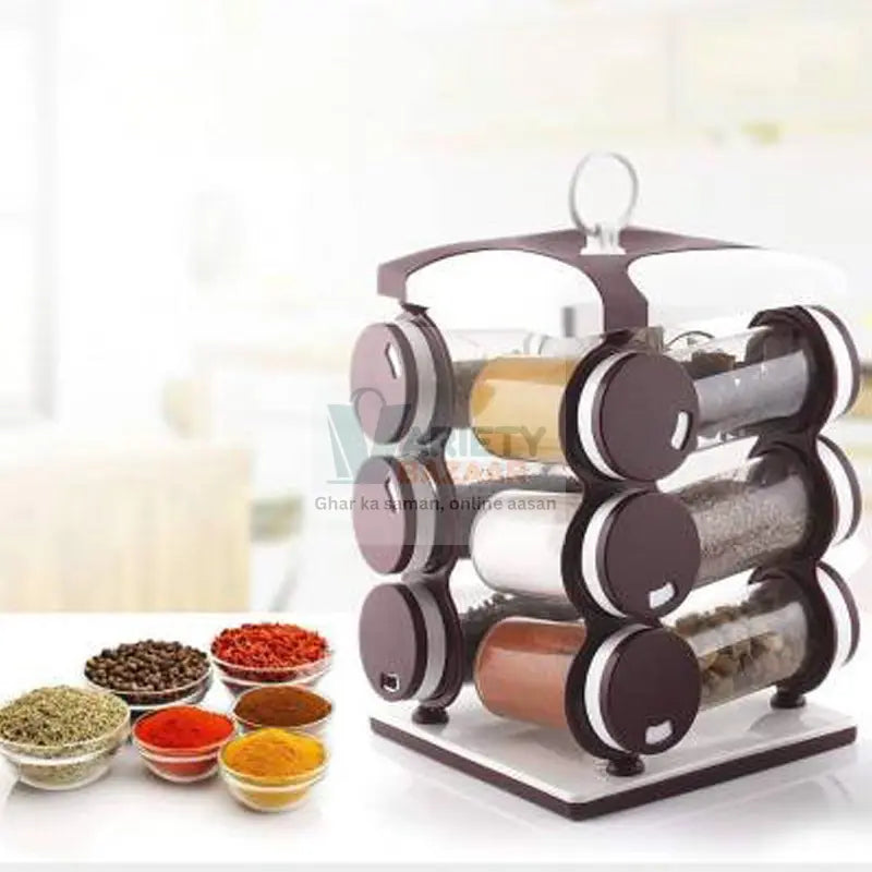 2036 Spice jar Set - Food Grade Plastic 12pcs Spice jar (Brown Box) Travel Sahayak