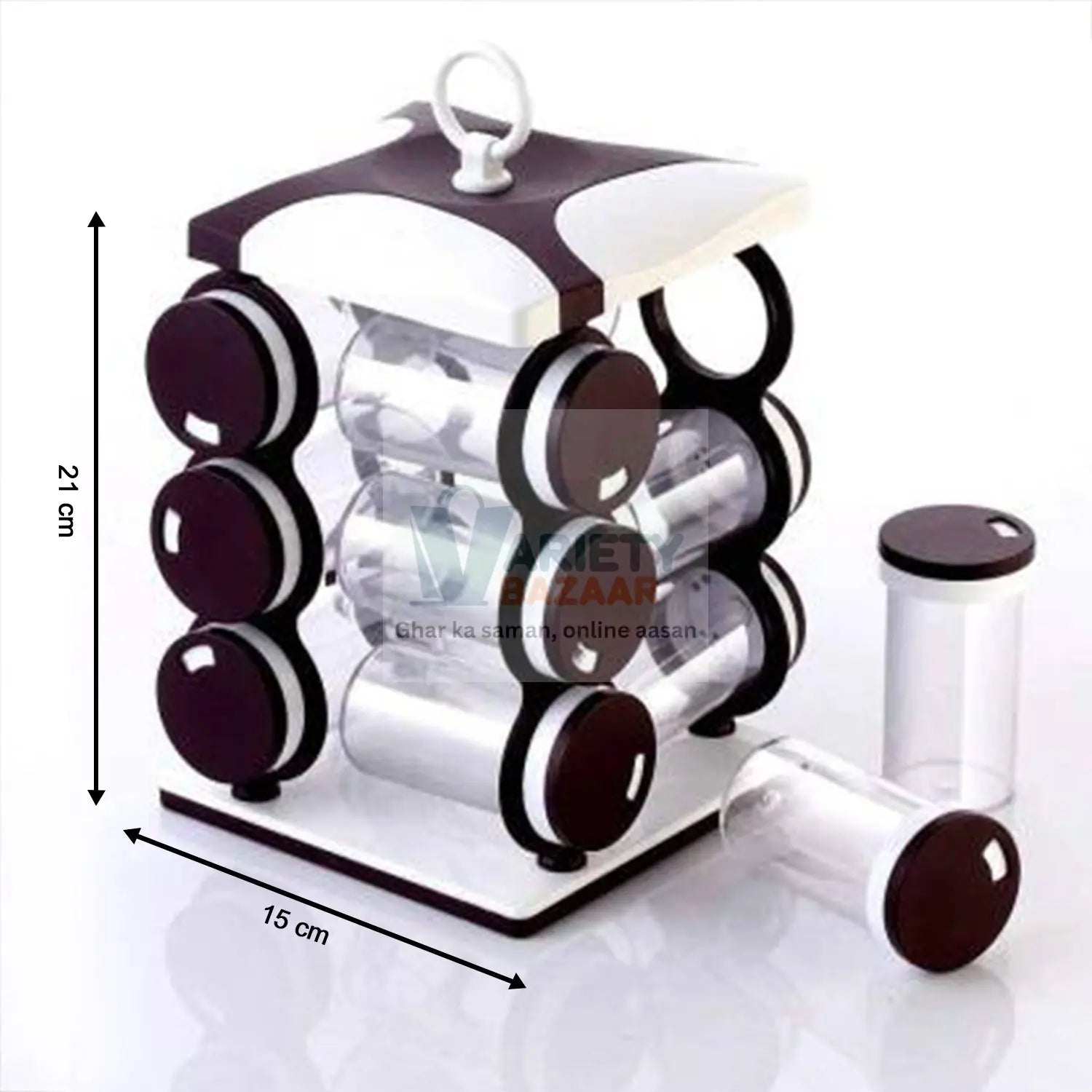2036 Spice jar Set - Food Grade Plastic 12pcs Spice jar (Brown Box) Travel Sahayak