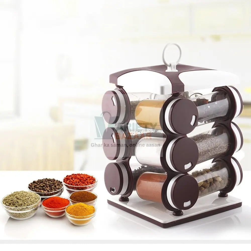 2036 Spice jar Set - Food Grade Plastic 12pcs Spice jar (Brown Box) Travel Sahayak