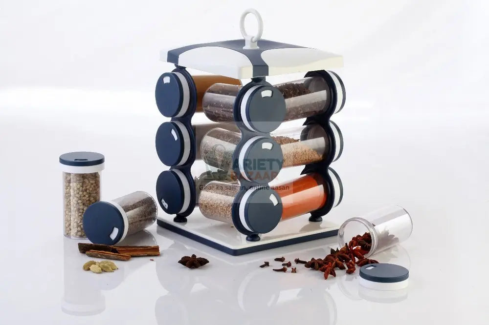 2036 Spice jar Set - Food Grade Plastic 12pcs Spice jar (Brown Box) Travel Sahayak
