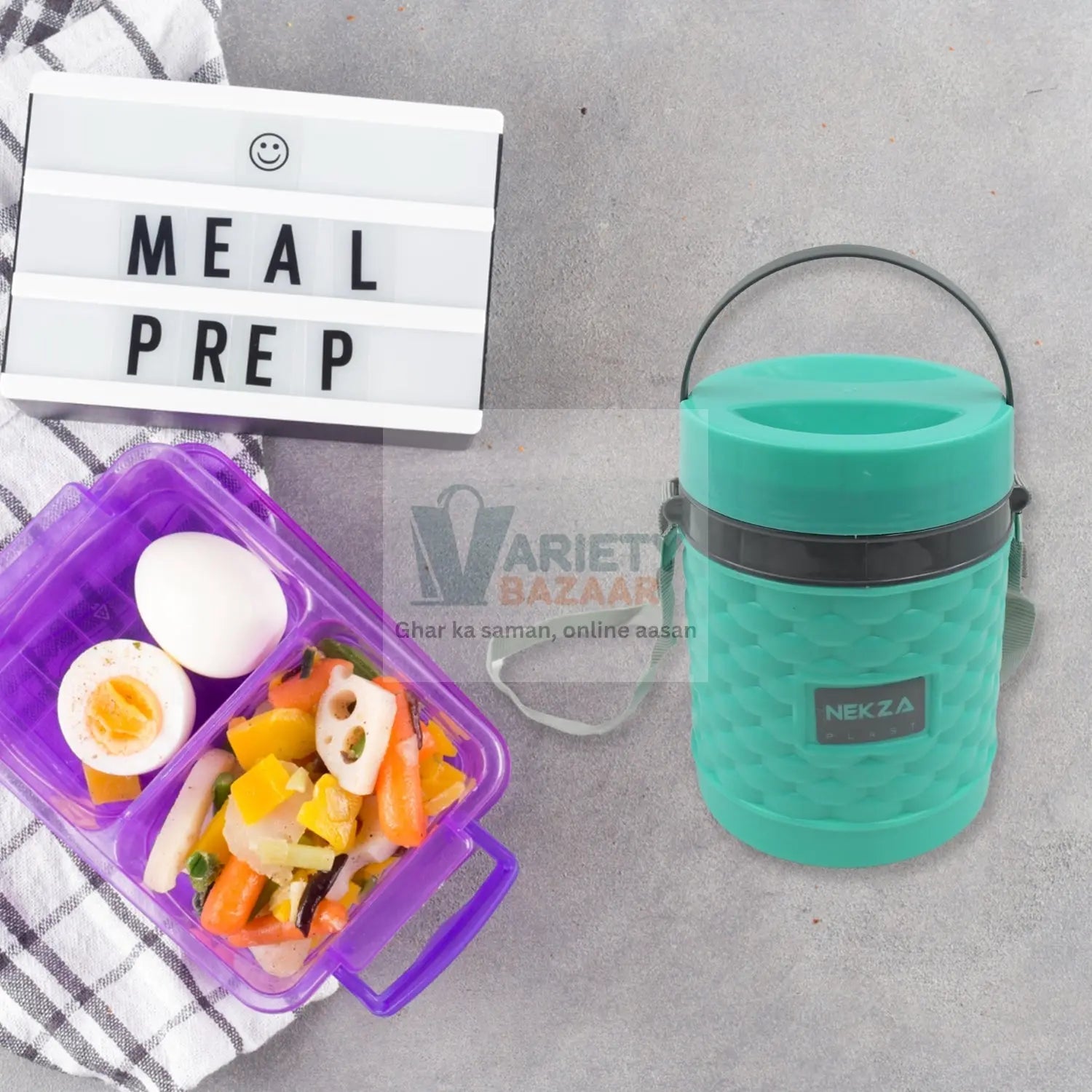 2364 Double Wall Insulated Stainless Steel Tiffin 4 Compartment Lunch Box with Handle Stackable Stainless Steel Lunch Box | BPA Free | Leakproof/Dabba for Office, Home, Shool, HOT Outer Plastic Tiffin Box Set (1 Pc 4 compartment) Travel Sahayak