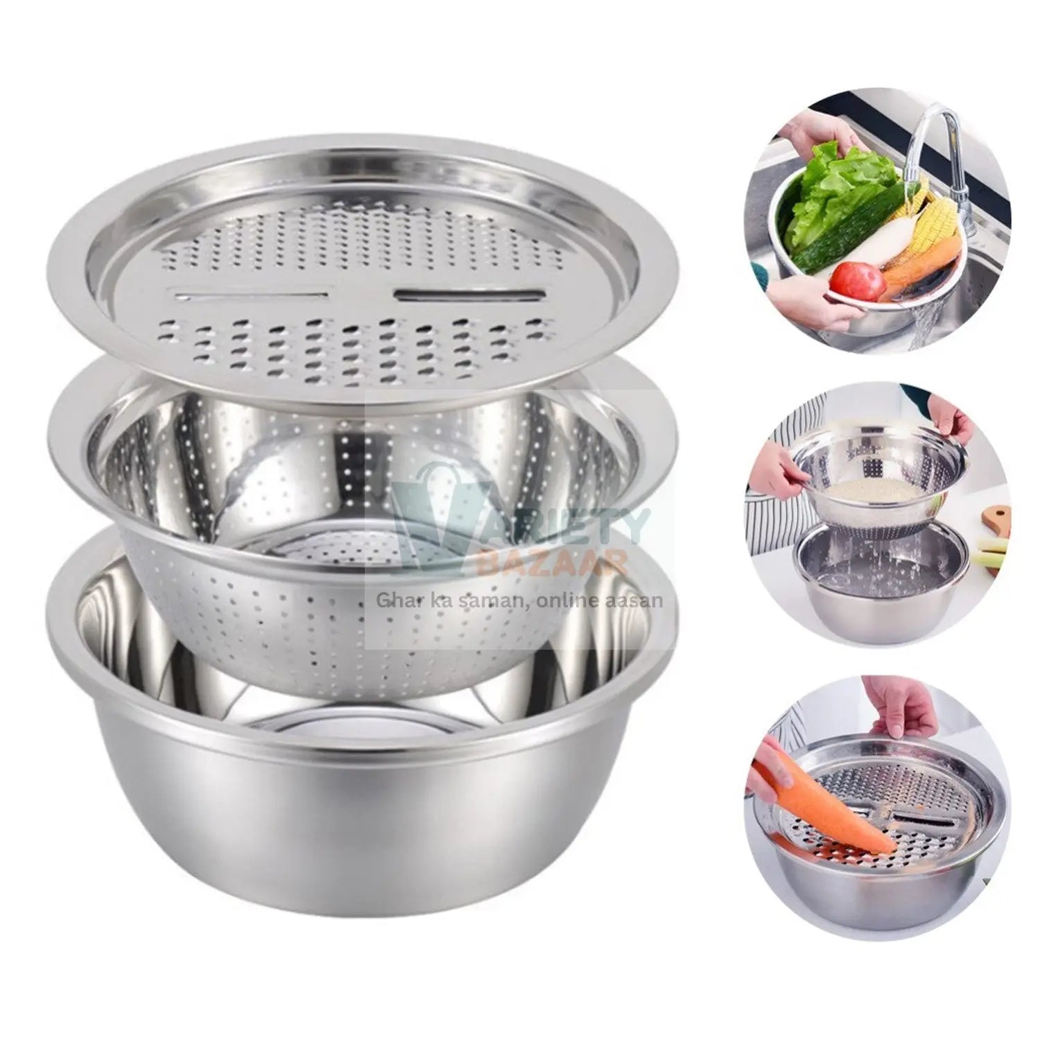 2601 3 in 1 Kitchen Multipurpose Julienne Grater Salad Maker Travel Sahayak