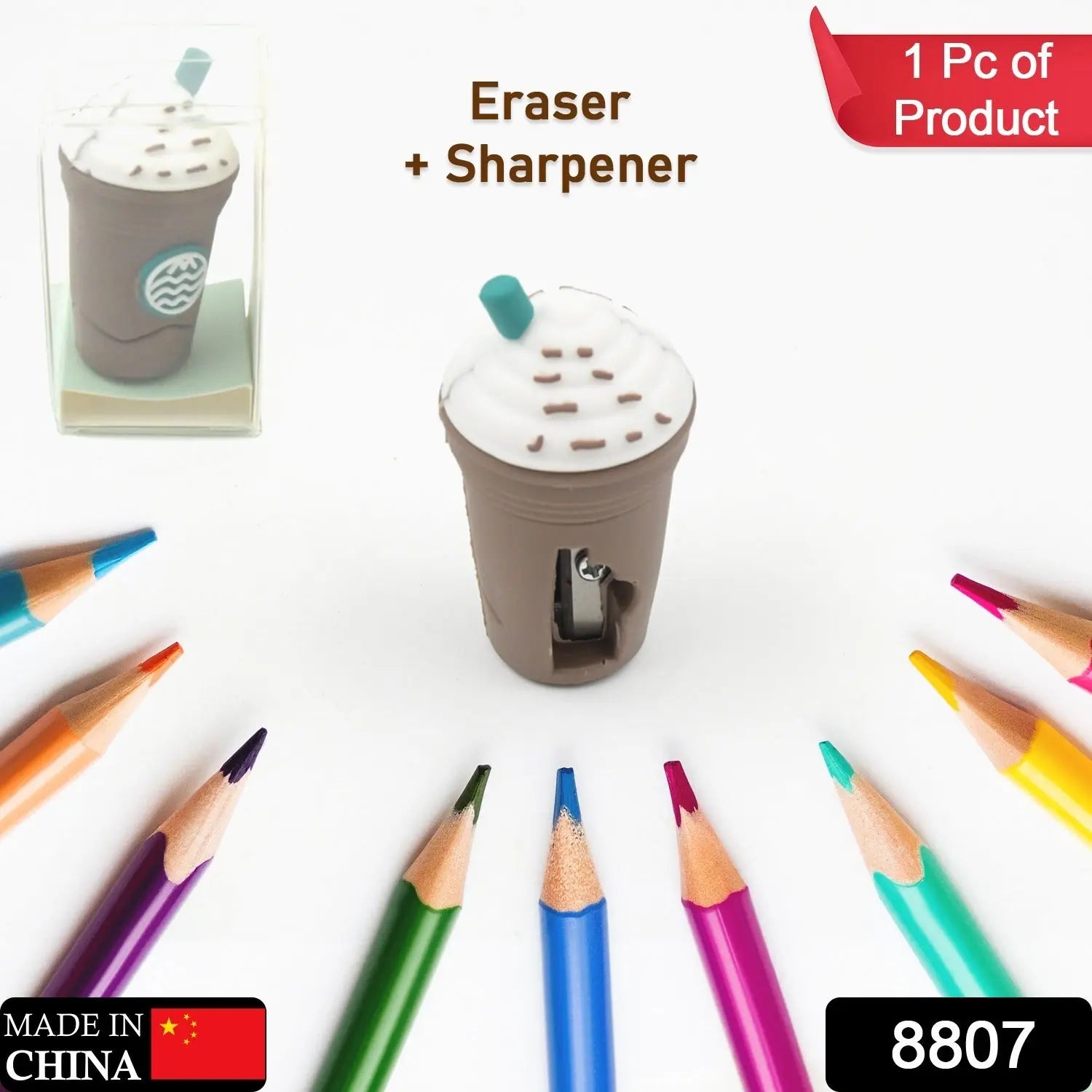 2In1 3D Cute Coffee Or Ice cream Shape sharpner Like Rotary Manual Pencil Sharpener for Kids  Ice Cream Style Office School Supplies, Back to School Gift for Students,Kids Educational Stationary kit, B'Day Return Gift Travel Sahayak