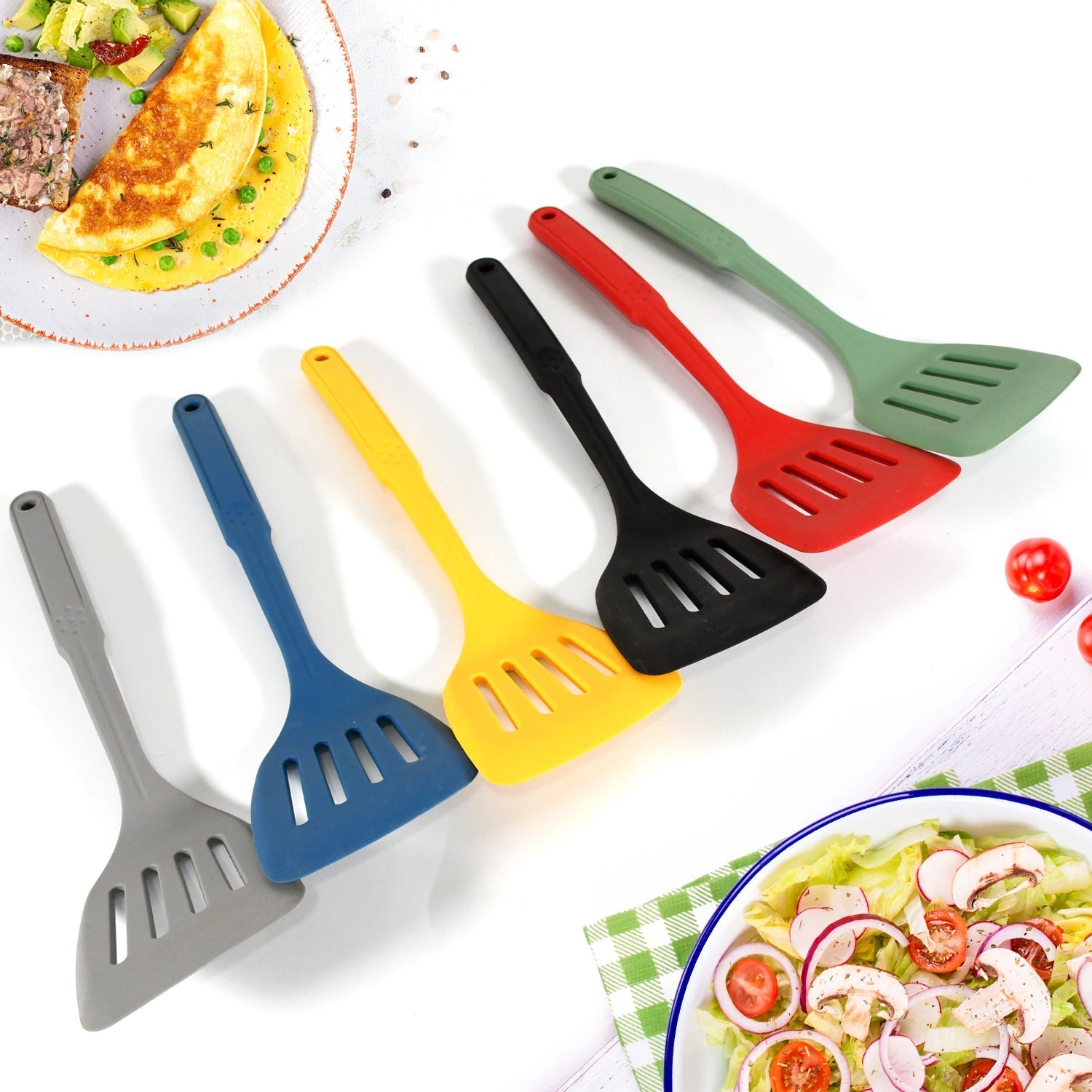 Multipurpose Silicone Spoon, Silicone Basting Spoon Non-Stick Kitchen Utensils Household Gadgets Heat-Resistant Non Stick Spoons Kitchen Cookware Items For Cooking and Baking (6 Pcs Set) travel sahayak