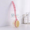 2-in-1 bath brush with long handle for easy use.