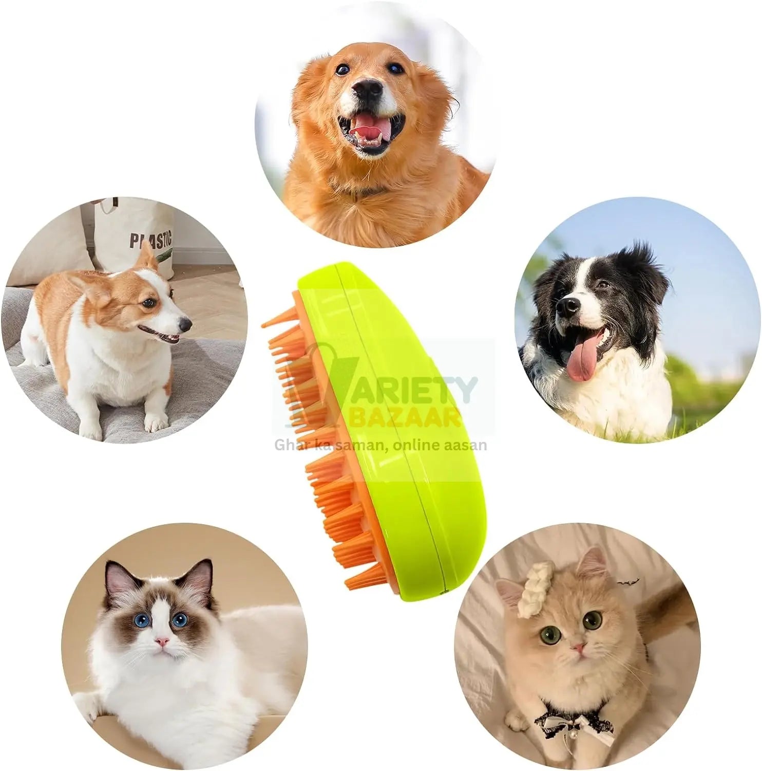 3-in-1 Cat Steamy Brush – Self-Cleaning Pet Grooming & Hair Removal Comb Variety Bazaar