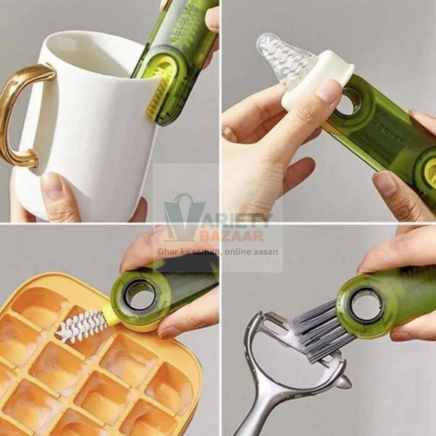 3-in-1 Multifunctional Bottle & Cup Cleaning Brush – Lid & Cover Scrubber for Kitchen (1 Pc) Variety Bazaar