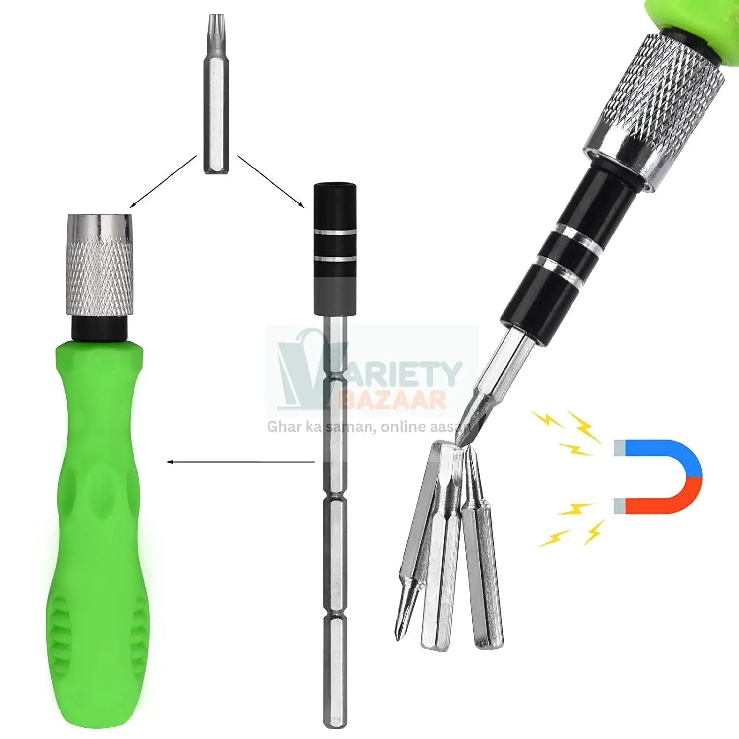 32 in 1 Mini Screwdriver Bits Set with Magnetic Flexible Extension Rod Variety Bazaar