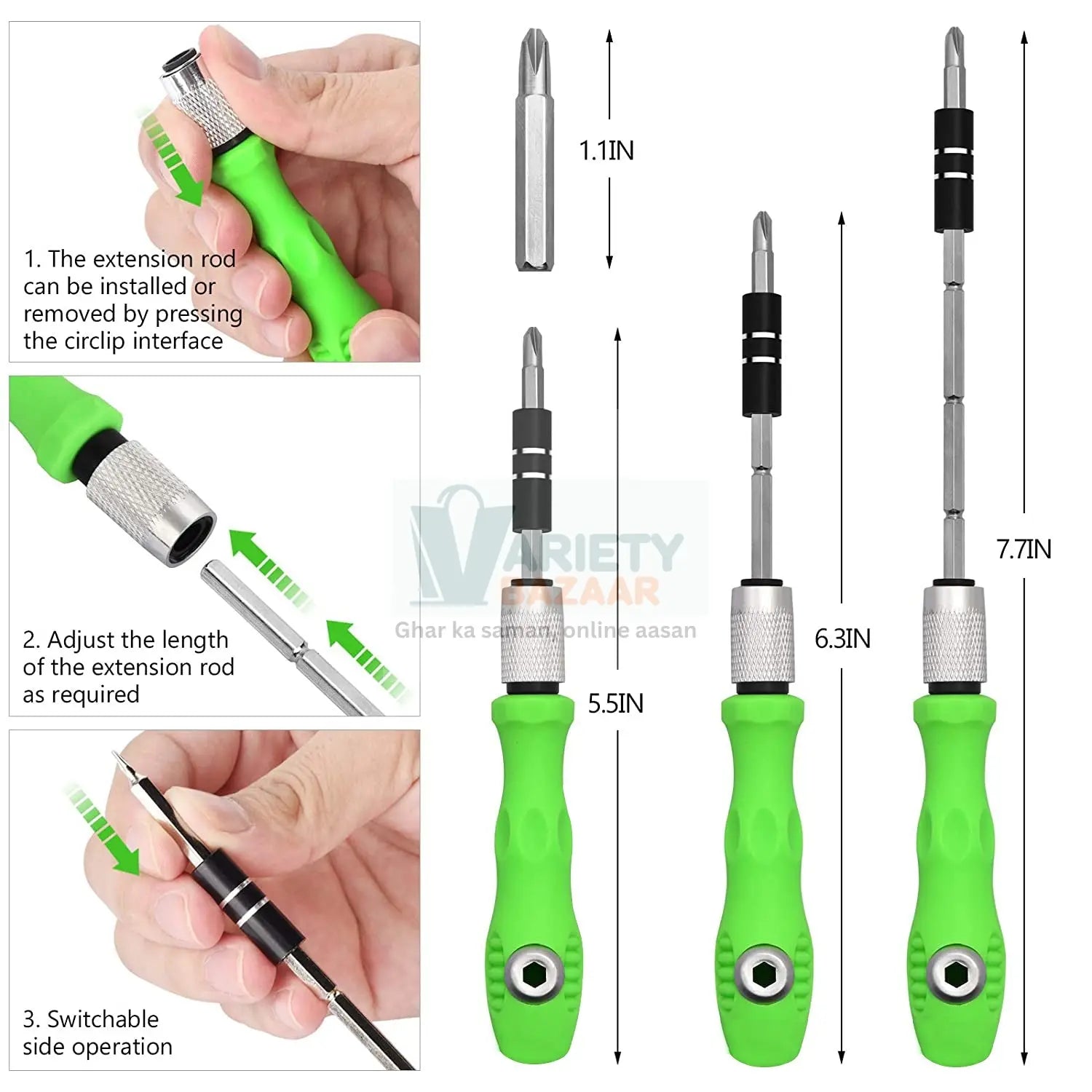 32 in 1 Mini Screwdriver Bits Set with Magnetic Flexible Extension Rod Variety Bazaar
