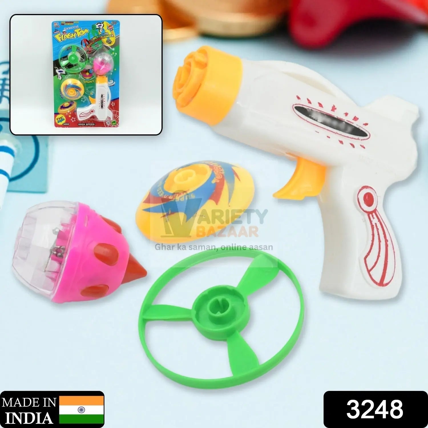 3248 Flash & Sound Super Speed Spinner Gun Set for Kids (Battery Not Included / 1 Pc ) Travel Sahayak