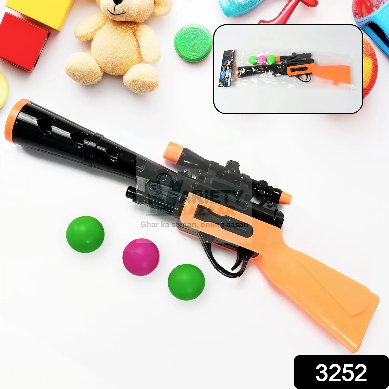 3252 Manual Big Shooting 3 Ball Gun Toy shoot super ping pong gun for kids, Plastic Balls Shooting Gun Toys For Boys Kids High Quality Gun Travel Sahayak