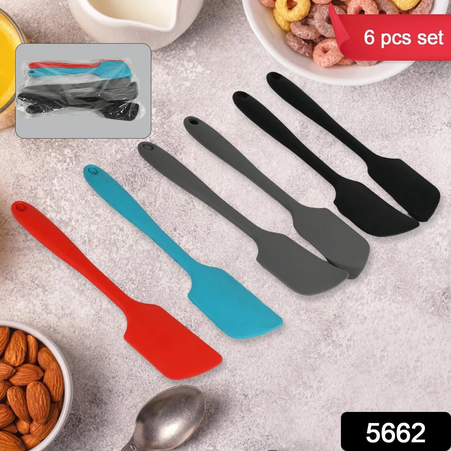 Multipurpose Silicone Spoon, Silicone Basting Spoon Non-Stick Kitchen Utensils Household Gadgets Heat-Resistant Non Stick Spoons Kitchen Cookware Items For Cooking and Baking (6 Pcs Set) - varietybazaar.co.in
