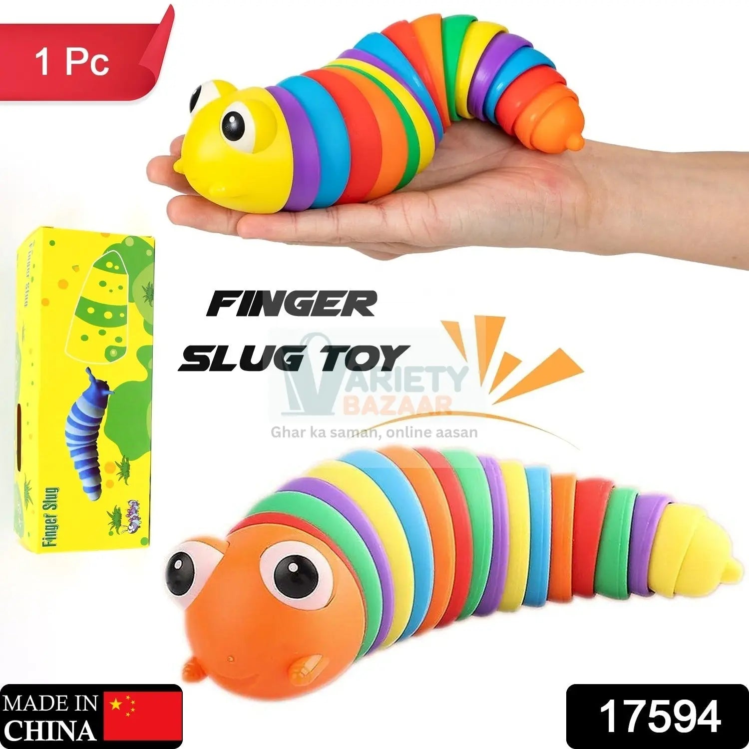 3D Rainbow Color Plastic Slug Fidget Toys, Stress Relieving Toy, Sensory Slug Toy for Boys and Girls, Finger slug Toy, for Autistic, Caterpillar Fidget Toys Stress Relief Gifts for Toddlers Kids Adults  (1 Pc) travel sahayak