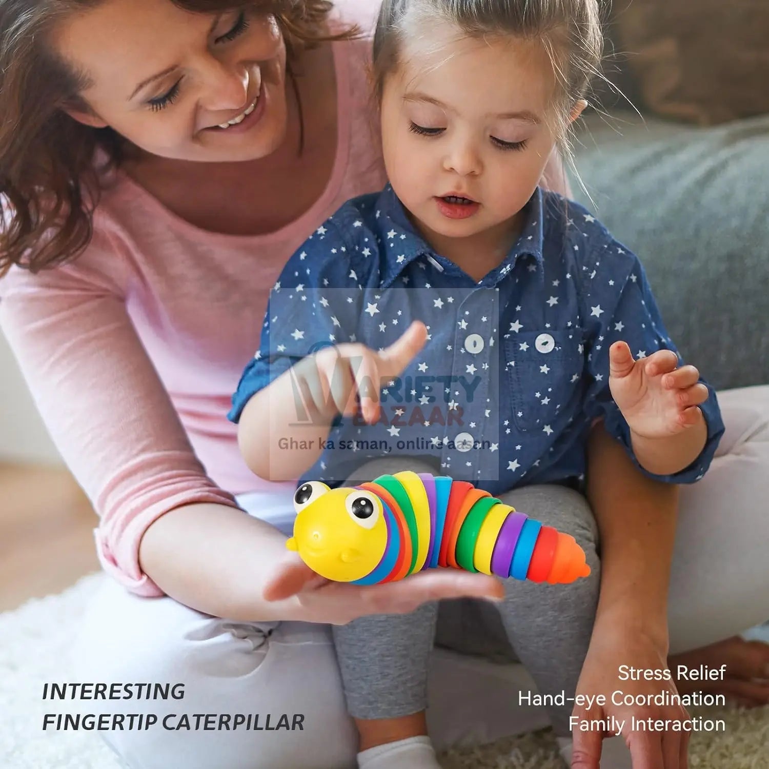 3D Rainbow Color Plastic Slug Fidget Toys, Stress Relieving Toy, Sensory Slug Toy for Boys and Girls, Finger slug Toy, for Autistic, Caterpillar Fidget Toys Stress Relief Gifts for Toddlers Kids Adults  (1 Pc) travel sahayak