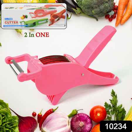 Plastic 2 In 1 Vegetable  Fruit Multi Cutter 5 Blade Vegetable Cutter With Peeler (1 Pc  Multicolor)