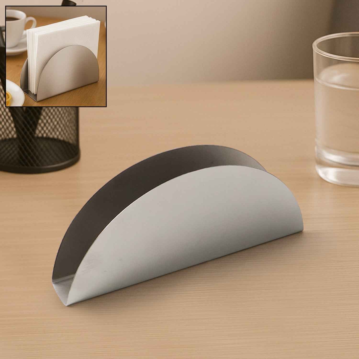 Stainless Steel Half-moon Shaped Tissue Paper Napkin Holder Stand (1 Pc)