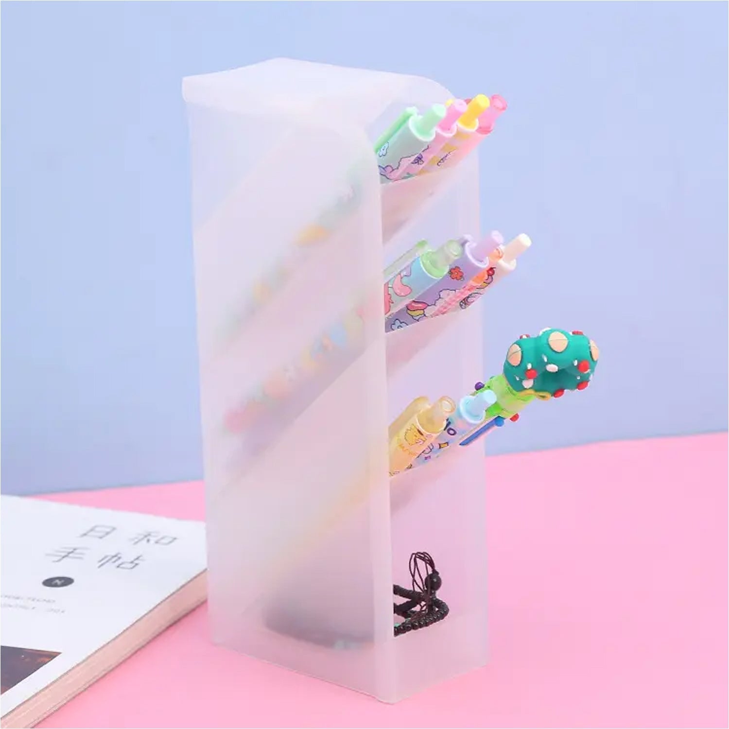 Plastic 4 Compartment Office Desktop Storage Box, Pen Pencil Stand/Holder Stationary Organizer, Plastic Desktop Stationary Organizer For School travel sahayak