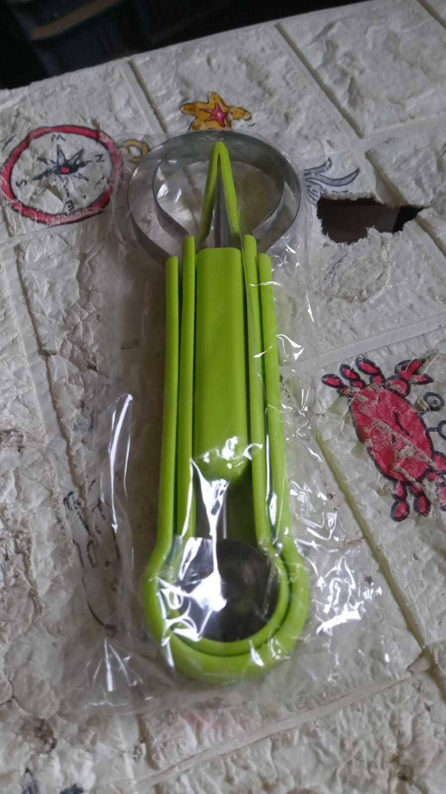 2606  4 in 1 Stainless Steel Melon Baller Seed Remover, Sorbet Dessert Ball Spoon, Fruit Digging Spoon, Double Sided Fruit Scooper, Watermelon Baller Scoop Travel Sahayak