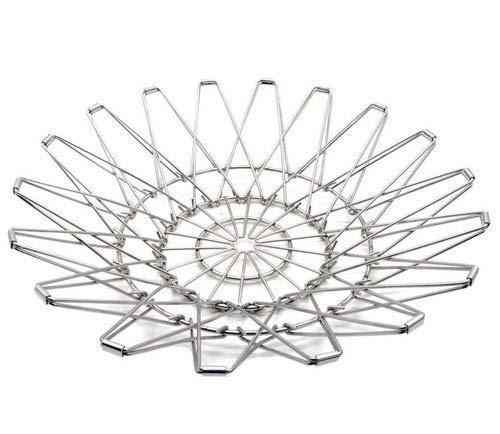 Multipurpose Fruit Basket Stainless Steel Wire Bowl Foldable Basket for Vegetable  /  Fruits  /  Dining