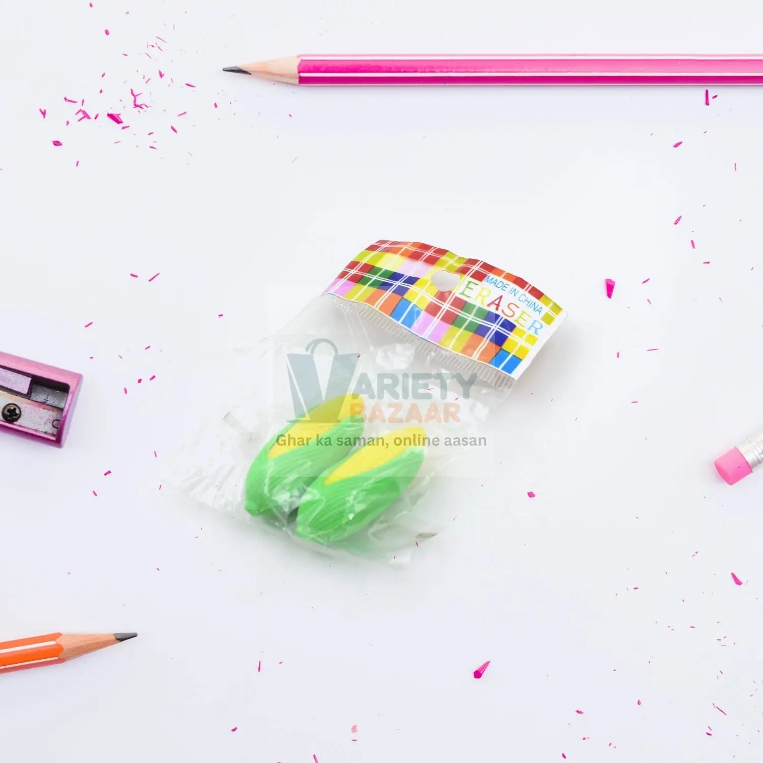 4116 Corn Shape Eraser High Qulaity Eraser School Use Fancy Earser ( 2 Pc Set ) Travel Sahayak